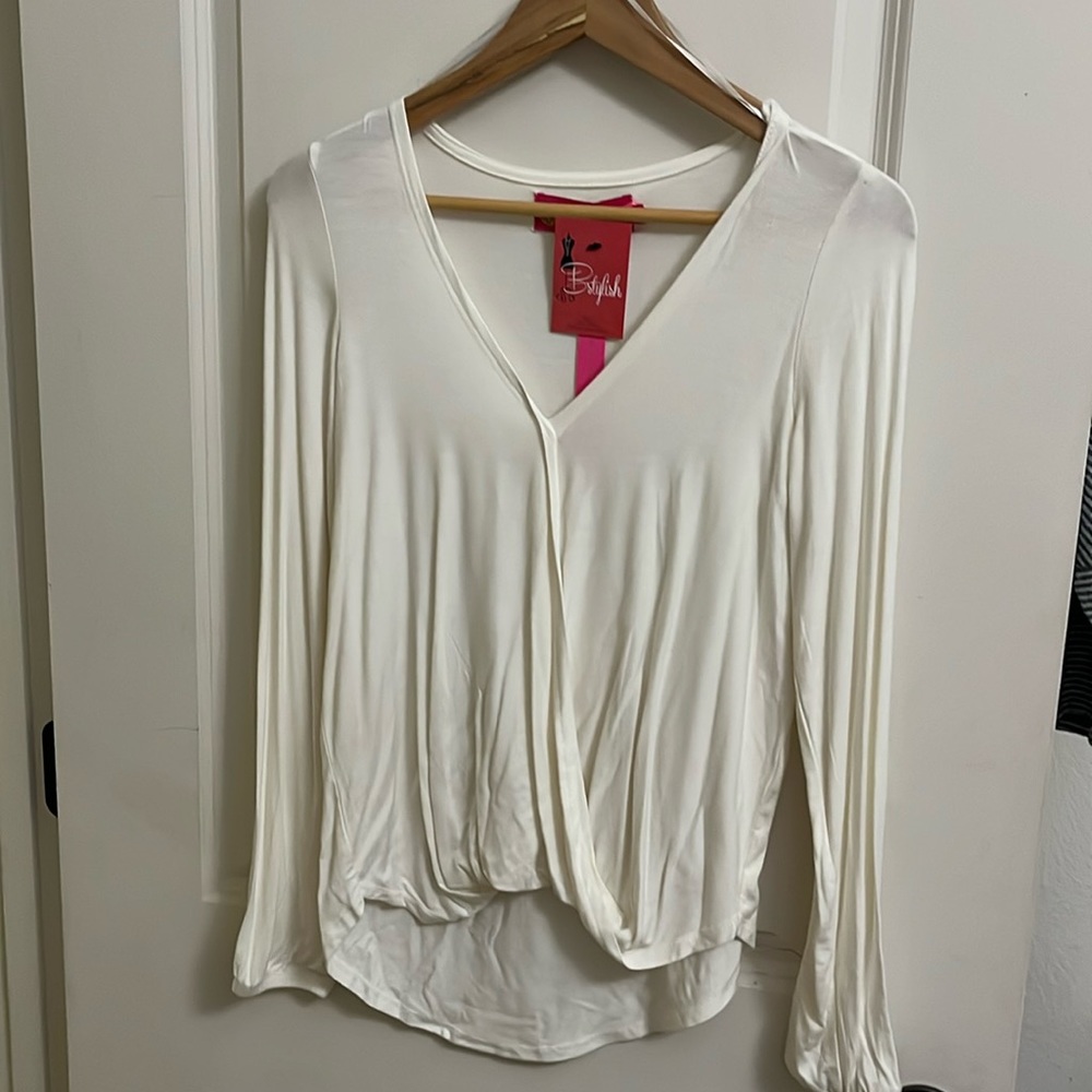 So soft white cross front blouse